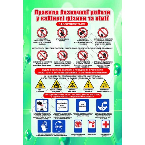 стенд правила роботи в кабінеті хімії фізики надруковаі на пластику для ліцея житомир 14