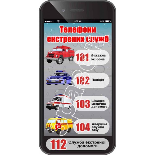 стенд телефони екстрених служб 60