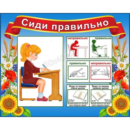 стенд сиди правильно плакат НУШ початкова школа 37